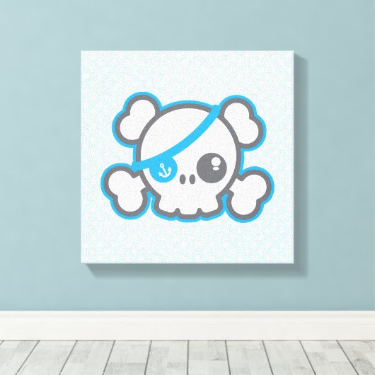 Kawaii Pirate Skull Wrapped Canvas (Insitu (Houten vloer))
