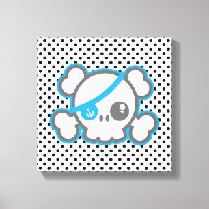 Kawaii Pirate Skull Wrapped Canvas Afdruk