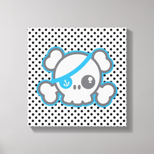 Kawaii Pirate Skull Wrapped Canvas Afdruk (Voorkant)