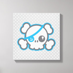 Kawaii Pirate Skull Wrapped Canvas Afdruk