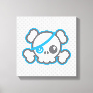 Kawaii Pirate Skull Wrapped Canvas Afdruk