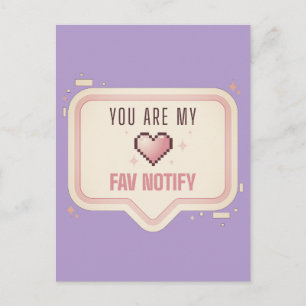 Kawaii Pixel Hart "Je bent mijn favoriete melding" Briefkaart
