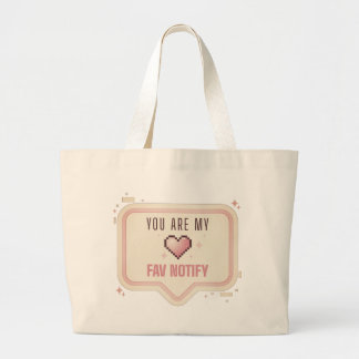 Kawaii Pixel Hart "Je bent mijn favoriete melding" Grote Tote Bag