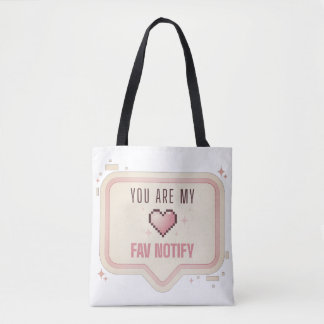 Kawaii Pixel Hart "Je bent mijn favoriete melding" Tote Bag