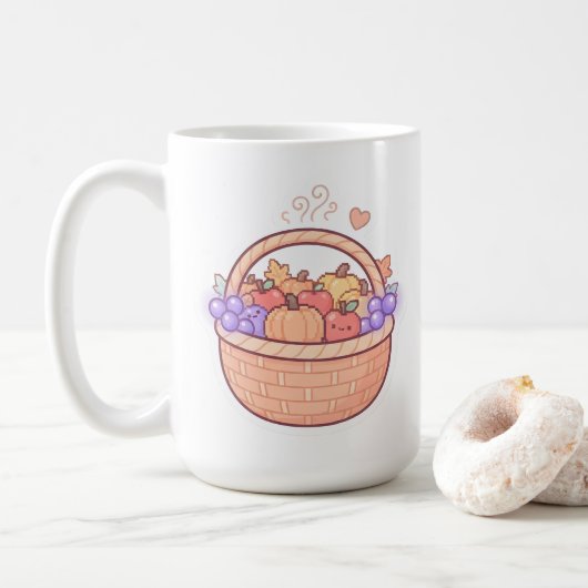 Kawaii Pixel Oogst Mand Mok (Met donut)