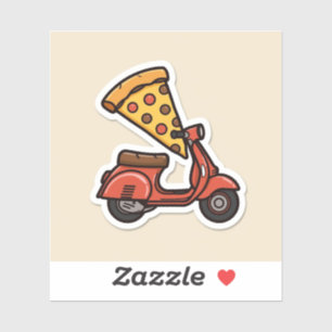 Kawaii Pizza Bezorgscooter Sticker