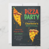 Kawaii Pizza Party kinderen verjaardag Kaart (Voorkant)