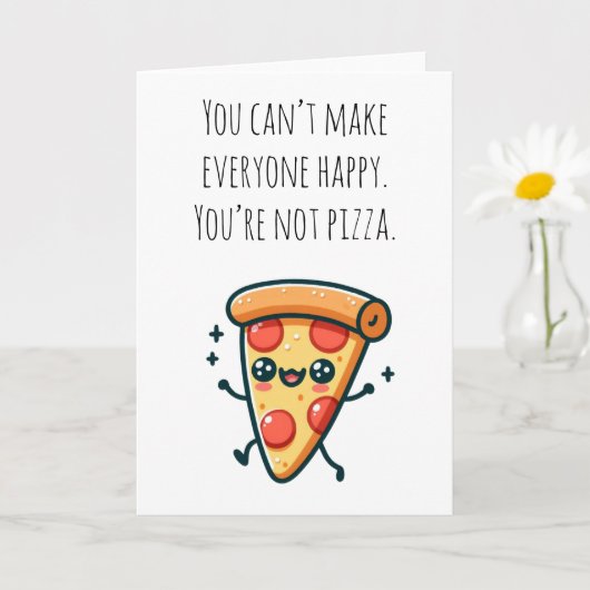 Kawaii Pizza Slice Grappige Groeten Kaart (Kleine Plant)