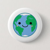 Kawaii Planet Earth Ronde Button 5,7 Cm (Voorkant)