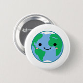 Kawaii Planet Earth Ronde Button 5,7 Cm (Voorkant /achterkant)