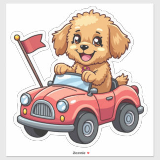 Kawaii poedel in speelgoed auto sticker