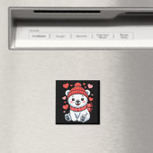 Kawaii Polar Bear Valentines Day Hearts Scarf Bean Magneet (Insitu (Vaatwasser))