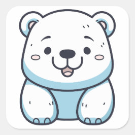 Kawaii Polar Beer Grafisch ontwerp Vierkante Sticker