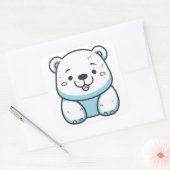 Kawaii Polar Beer Grafisch ontwerp Vierkante Sticker (Envelop)