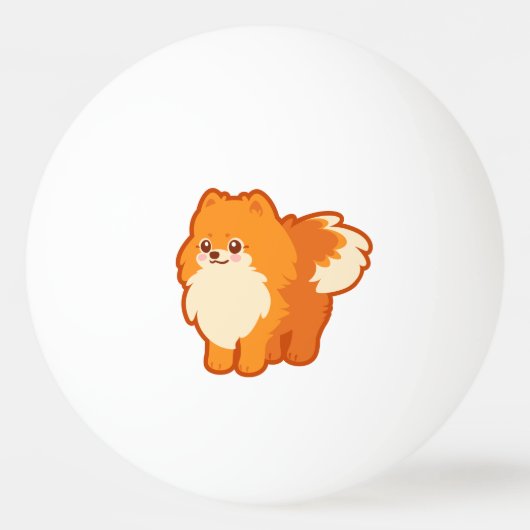 Kawaii Pomeranian Cartoon Dog Pingpongbal (Voorkant)