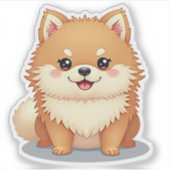 Kawaii Pomeranian, charmante Bow-Wow, klein Sticker (Voorkant)