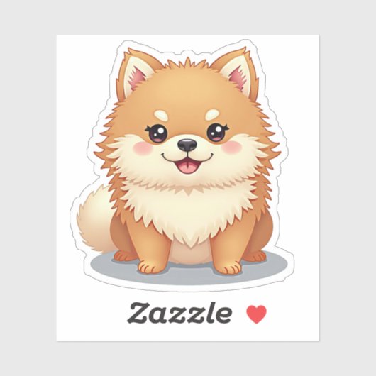 Kawaii Pomeranian, charmante Bow-Wow, klein Sticker (Vel)