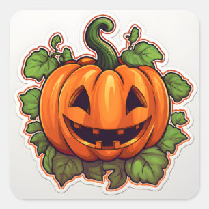 Kawaii pompoen 01 vierkante sticker