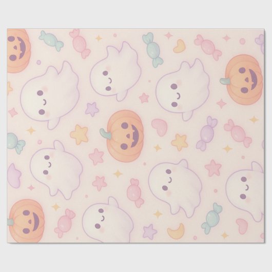 Kawaii Pompoen Halloween Ontwerp Cadeaupapier (Vlak)
