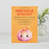 Kawaii pompoen Halloween verjaardagsfeestje Kaart (Staand voorkant)