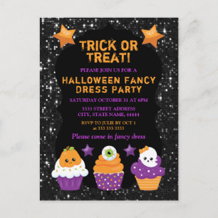 Kawaii Pompoen Oogbal Geest Cupcakes Halloween Briefkaart