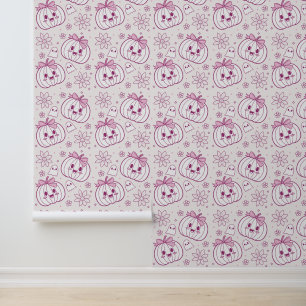 Kawaii pompoenen, geesten en bloemen behang