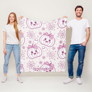 Kawaii pompoenen, geesten en bloemen fleece deken