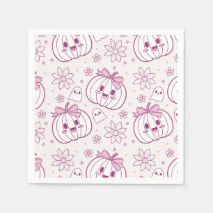 Kawaii pompoenen, geesten en bloemen servet