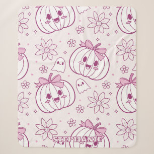 Kawaii pompoenen, geesten en bloemen sherpa deken