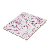 Kawaii pompoenen, geesten en bloemen tegeltje (Zijkant)