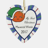 Kawaii Pompoenmand (Jongen) Kerst 2017 Keramisch Ornament (Rechts)