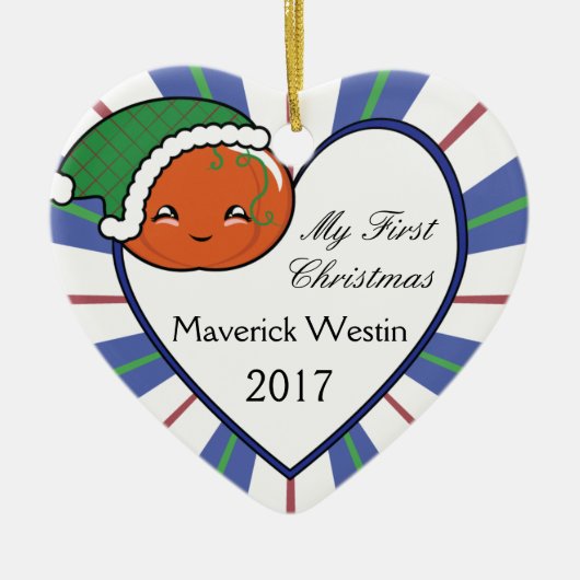 Kawaii Pompoenmand (Jongen) Kerst 2017 Keramisch Ornament (Voorkant)
