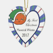 Kawaii Pompoenmand (Jongen) Kerst 2017 Keramisch Ornament (Links)