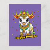Kawaii Pongal Versierde Koe Briefkaart (Voorkant)
