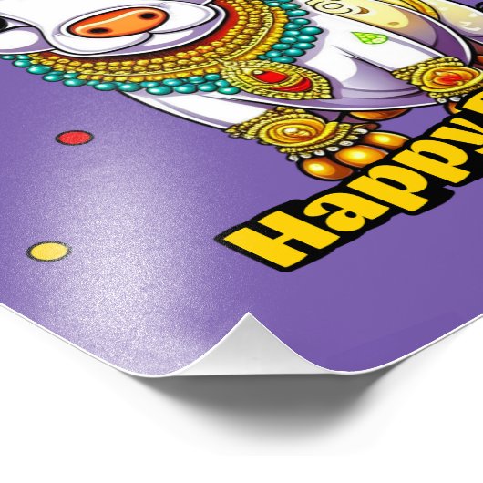 Kawaii Pongal Versierde Koe Foto Afdruk (Hoek)