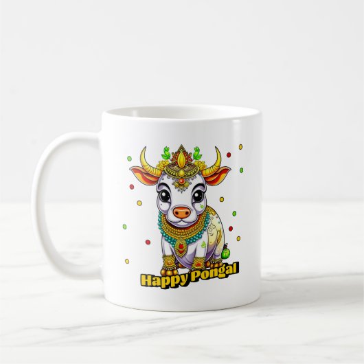 Kawaii Pongal Versierde Koe Koffiemok (Links)