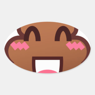 kawaii poop emojis ovale sticker