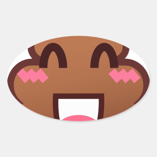 kawaii poop emojis ovale sticker (Voorkant)
