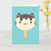 Kawaii Popsicle Cat Kaart (Gele Bloem)