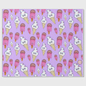 Kawaii Popsicle Ice Cream Cone Wrapping Paper Cadeaupapier (Vlak)