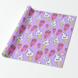 Kawaii Popsicle Ice Cream Cone Wrapping Paper Cadeaupapier