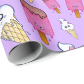 Kawaii Popsicle Ice Cream Cone Wrapping Paper Cadeaupapier (Rol Hoek)