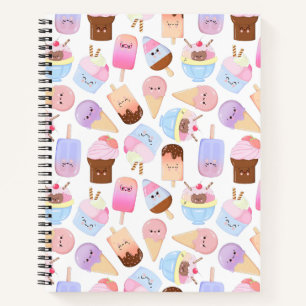 Kawaii Popsicle Pattern Schattige handgetekende Ic Notitieboek