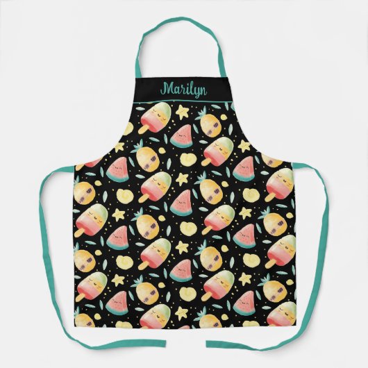 Kawaii Popsicle Watermelon Pineapple Design Schort (Voorkant)