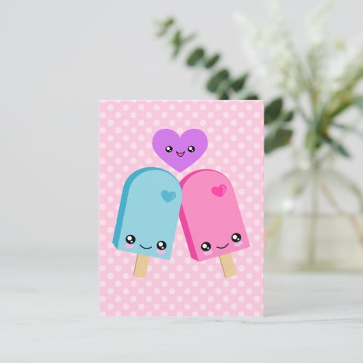 Kawaii Popsicles BFF Briefkaart (Staand voorkant)