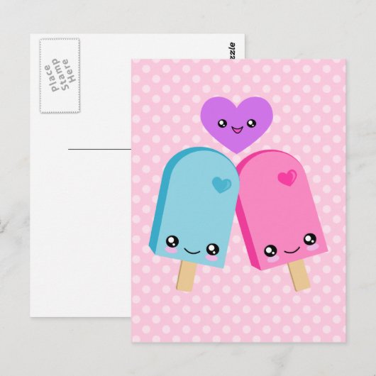 Kawaii  Popsicles BFF Briefkaart (Voorkant / Achterkant)