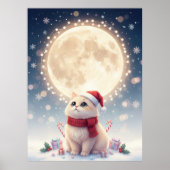 Kawaii Poster van Zwarte Kat met Kerstmis onder de (Voorkant)