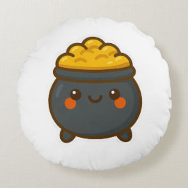 Kawaii Pot of Gold Rond Kussen