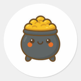 Kawaii Pot of Gold Ronde Sticker