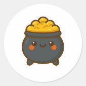 Kawaii Pot of Gold Ronde Sticker (Voorkant)
